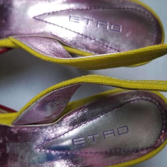 3 for $65! ETRO Floral Heels Slingbacks Euro US 8 - Picture 3 of 8